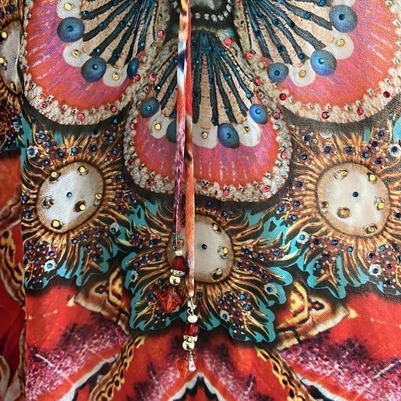 Akaru Women’s Sheer Beach Coverup Tunic Dress Multicolored Multi Print XL - Picture 13 of 15